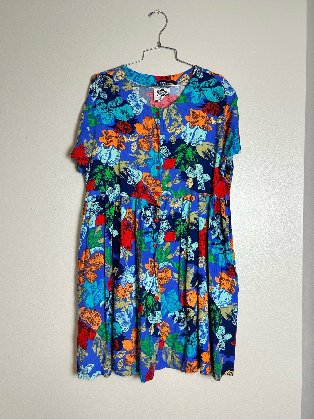 Hawaiian Made in Hawaii Blue Floral Short-Sleeve Vacation Dress XL